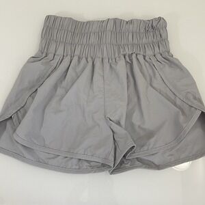 Zenana Womens M Gray High Waist Smocked‎ Athletic Shorts NWOT Running Athleisure